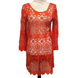 H&M Coachella Lace Festival Dress Orange Red Small Coverup